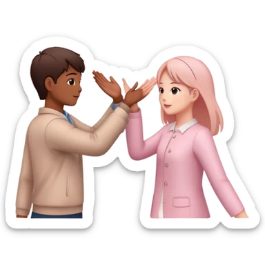 two friends reaching hands to each other surrounded by cherry blossoms sticker