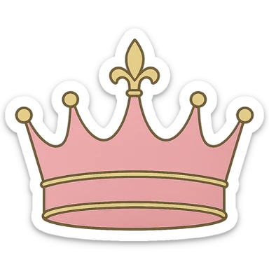normal pink crown with subtle gold details, no jewels or embellishments, clean classic shape sticker