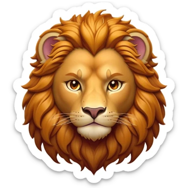 Cinematic Noble Lio Cub Portrait Emoji, Poised and regal, with a powerful, muscular build and a majestic, tawny mane, deep-set soulful amber eyes, Simplified yet sharp and sophisticated features, highly detailed, glowing with a warm, dignified glow, high shine, intelligent and fierce, stylized with an air of wild majesty, focused and attentive, soft glowing outline, capturing the essence of a watchful and confident king, so majestic it feels as though it could roar out of the screen with effortless authority! sticker