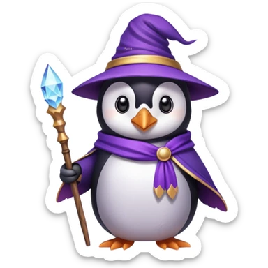 Purple wizard penguine sticker
