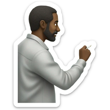 man writes on a green board with chalk sticker