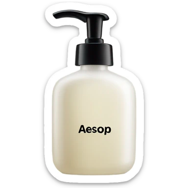 Hand soap container that says Aesop  sticker