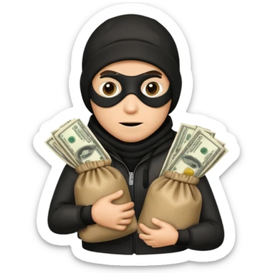 Robber emoji holding a bag of money sticker