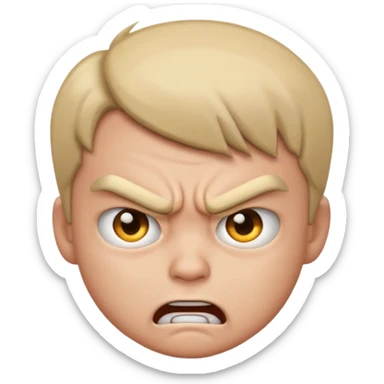 profile picture of an angry boy, emoji style, expressive face, simple background sticker