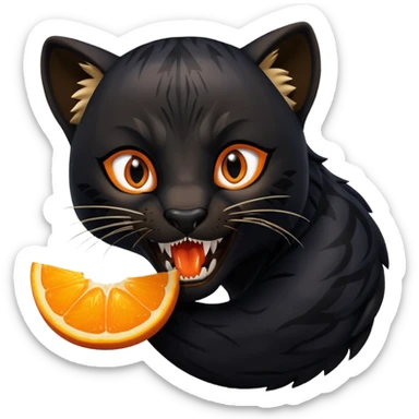 A black panther biting a orange fox sticker