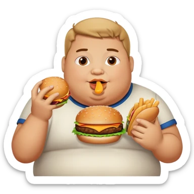 Fat boy eating a burger  sticker