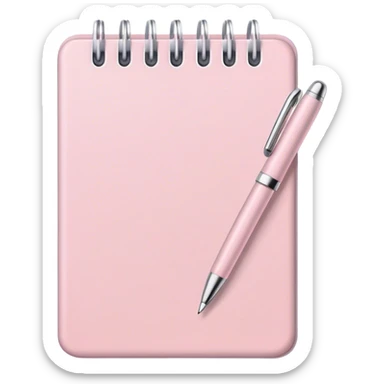 Pale pink notepad with pen sticker