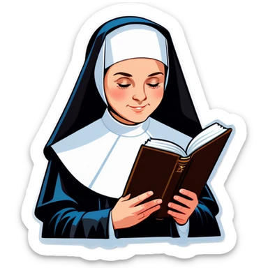 Nun reading sacred scriptures  sticker