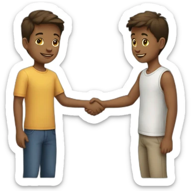 two boys shaking hands sticker