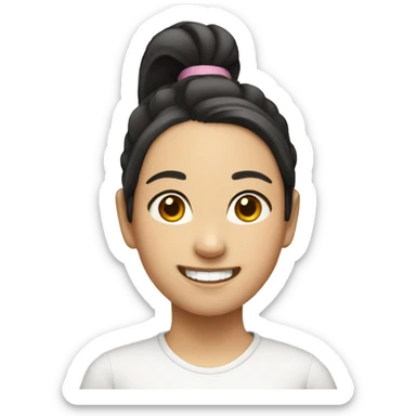 asian girl ponytail smil sticker