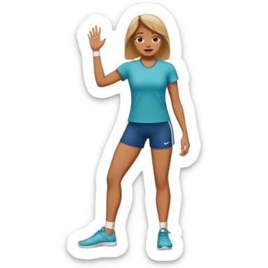 A women standing with her fot and big toe pressed against a wall, facing the wall, for rehab purposes sticker