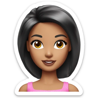 Barbie doll with black hair sticker