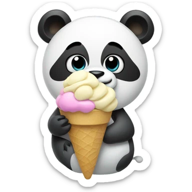 Panda eating ice cream sticker