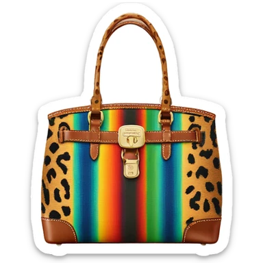 Realistic dooney and Bourke serape with leopard print pattern satchel purse. sticker