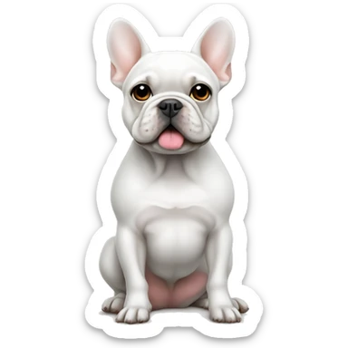 White Frenchie sitting sticker