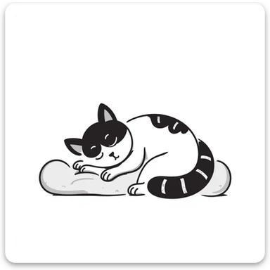 A sleepy cat curled up in a ball sticker