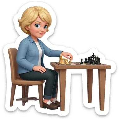 56 year old blond playing chess sticker