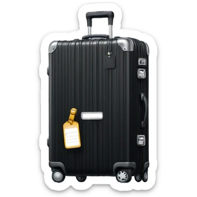 Black rimowa suitcase with luggage tag  sticker