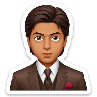 Cinematic Realistic portrait of Shah Rukh Khan, portrayed as a charismatic film star with expressive features and stylish contemporary attire, rendered in rich, dynamic lighting that captures his magnetic presence sticker