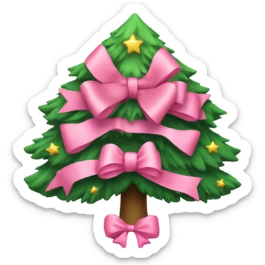 Cute pink  bow Christmas tree sticker