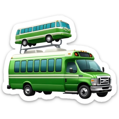 A green Ford e-450 shuttle bus sticker
