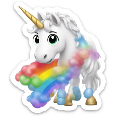 Unicorn making rainbow poop sticker