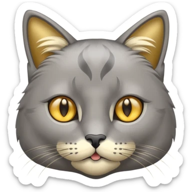 graue fluffige katze brittisch lang haar graue nase süß sticker