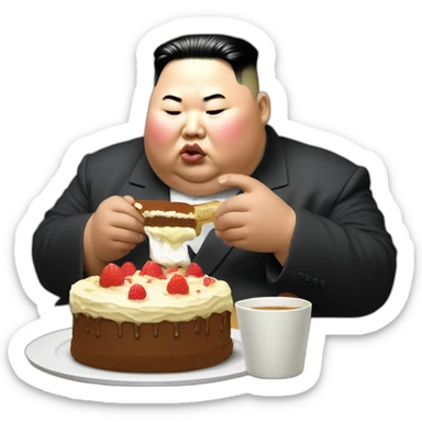 Kim jung un morbidly obese eating cake sticker