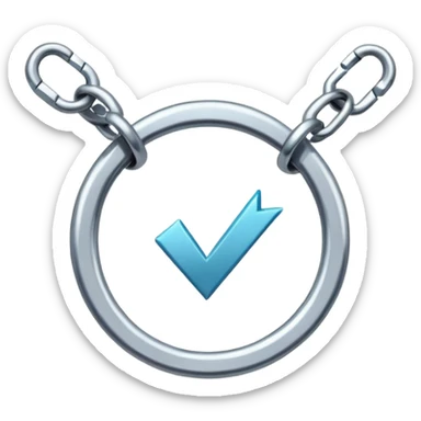 A modern cartoon-style emoji of a broken chain forming a simple checkmark shape, flat design, vibrant but clean, freeform symbol for social media sticker