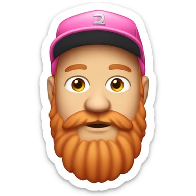 fat white guy with a big and poofy red beard and a pink snapback hat sticker