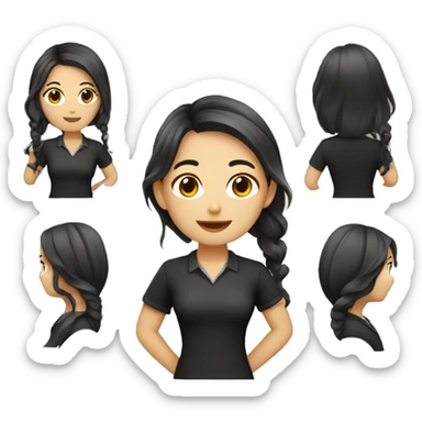 Asian wavy hair girl wearing black shirt teacher  sticker