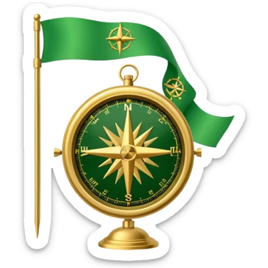 compass with a #5fe089 green color flag behind it sticker