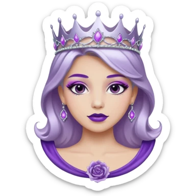 Purple shadow rose silver circle plaque with silver tiara sticker