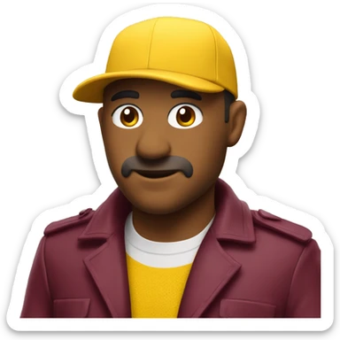 UN Buitre CON GORRA COLOR VINO QUE EN MEDIO TENGA UNA W COLOR Amarillo sticker