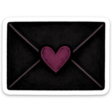 emo style  envelope with a heart seal, no background sticker