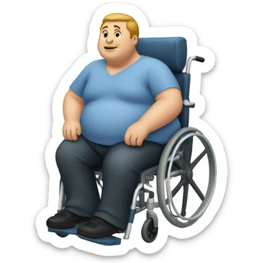 Fat guy on wheelchair sticker