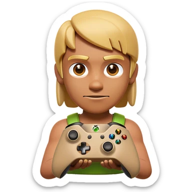 Clash of Clans aesthetic: Cinematic Playful Xbox One Console Portrait Emoji, rendered in a 3D vector-style similar to standard emojis with minimal shading and bold, simplified shapes. A compact, distinct form with signature details, softly glowing with a modern gaming energy charm. Simplified yet unmistakably iconic, highly detailed and consistent, glowing with a soft radiance and high shine. Stylized with a touch of next-gen innovation and a soft glowing outline, capturing the essence of a beloved gaming relic with a friendly, playful manner! sticker