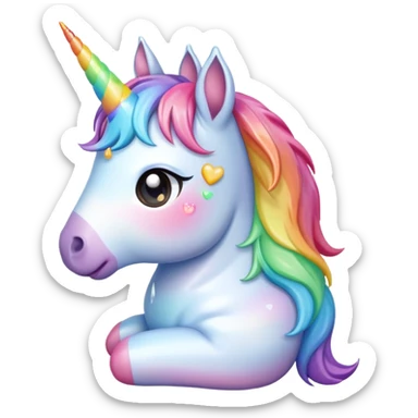 Rainbow pastel sitting tears chibi unicorn  sticker