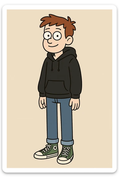 A boy Natural shirt Jet Black organic hoodie blue jeans green converse chuck taylor all star sticker