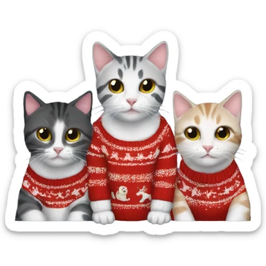 four cats wearing Christmas sweaters sticker