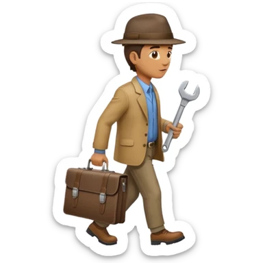 side profile of man walking with wrench in one hand and briefcase in the other sticker