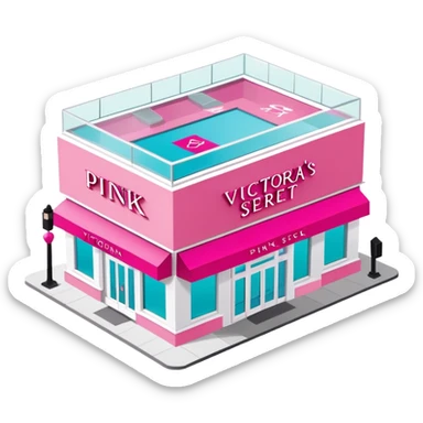 isometric exterior view victoria's secret pink store sticker