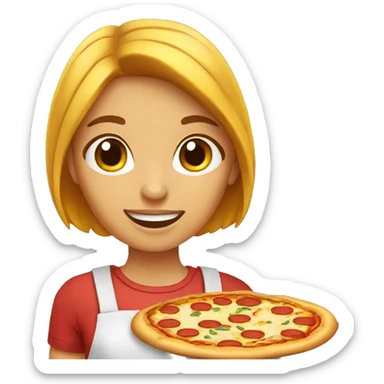 Une fille qui manger une pizza  sticker