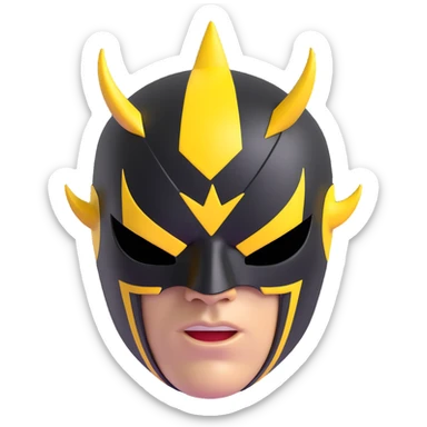 black and yellow luchador mask with lightning bolt design sticker