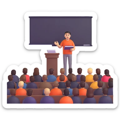 professional hair stylist giving seminar to hairdressers sticker