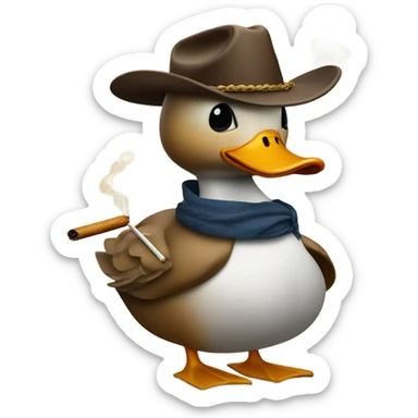 Duck wearing a cowboy hat smoking a cigarette  sticker