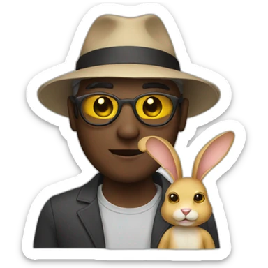 man with a rabbit mask sticker
