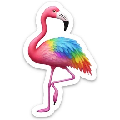 Tap dancing rainbow flamingo sticker