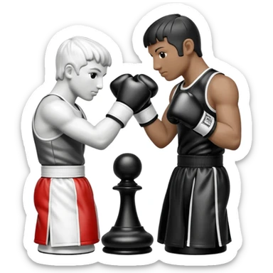 Chess pieces boxing, holding guard and jabbing sticker