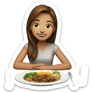 Brown hair Girl dinner sticker